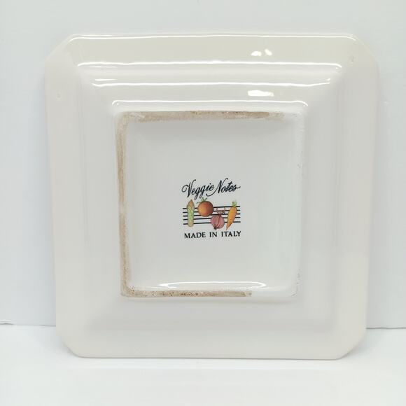 Set/3 Veggie Notes 7.5" Appetizer Plates Carrot Asparagus Onion Made in Italy - Picture 7 of 10